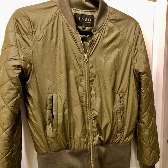 Womens Olive green Bomber jacket Size Sm - Picture 2 of 5